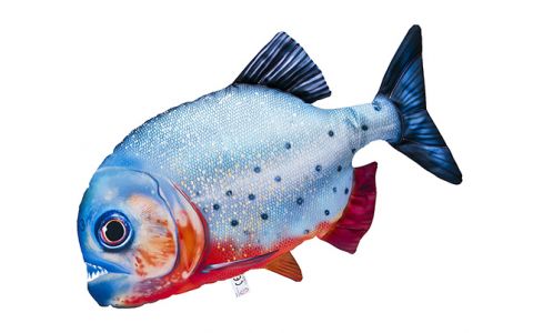 VANKÚŠ V TVARE RYBY PIRAŇA ČERVENOBRUCHÁ