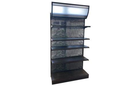 KOVOVÝ REGÁL SO 4 POLICAMI A LED PÁSIKOM