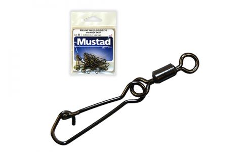 MUSTAD ROTAČNÝ OBRATLÍK S OKRÚHLYM OČKOM A HOOK SNAP KARABÍNKOU BLACK NICKEL