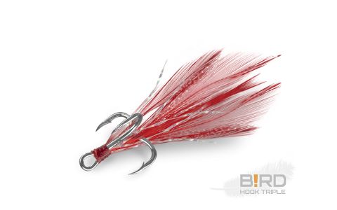 Delphin B!RD Hook TRIPLE / 3ks červené perie #6 Delphin B!RD Hook TRIPLE / 3ks červené perie #6