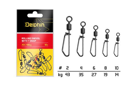 Rolling swivel with T snap / 10ks #6/27kg Rolling swivel with T snap / 10ks #6/27kg
