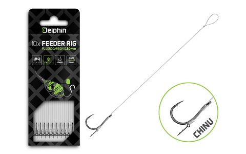Feedrový nadväzec Delphin Fluoro Sting / 10ks 8cm/0,30mm/Chinu #4 Feedrový nadväzec Delphin Fluoro Sting / 10ks 8cm/0,30mm/Chinu #4