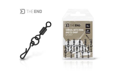 Obratlík s krúžkom a rýchloklipom Delphin TheEND Q-Cast / 10ks #4/20kg