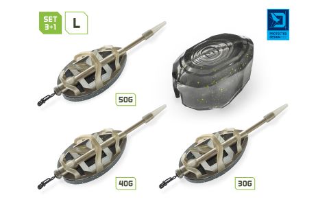 Sada krmítok s formičkou Delphin Method QUIX Reaxe 3+1 L 30g,40g,50g