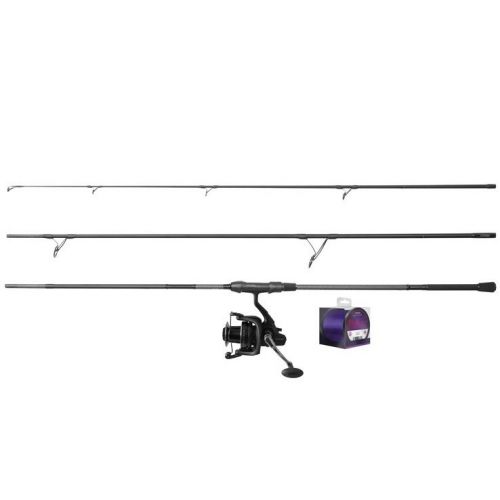 Delphin Kaprársky set CorsaBLACK NERO Prút 3,6 m 3 lb 3-diel + Navijak 6T + Vlasec 0,30 mm