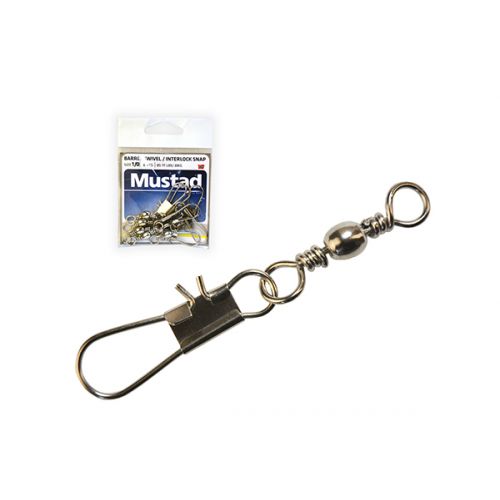 MUSTAD BARREL SWIVEL WITH INTERLOCK SNAP OTOČNÝ KĹB S KARABÍNKOU