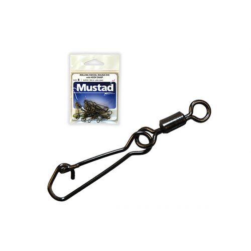 MUSTAD ROTAČNÝ OBRATLÍK S OKRÚHLYM OČKOM A HOOK SNAP KARABÍNKOU BLACK NICKEL