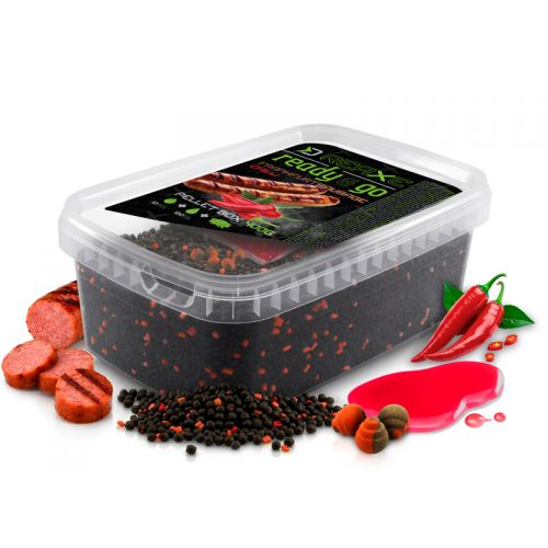 Pellet box Delphin Reaxe READY&amp;GO Fr. klobása-Chilli/400g+120ml booster+10 waft