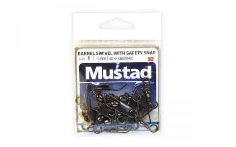 MUSTAD BARREL SWIVEL WITH SAFETY SNAP OTOČNÝ KĹB S BEZPEČNOSTNOU KARABÍNKOU