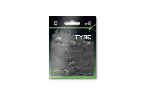 Jigová hlava s držiakom Delphin TYRE / 5ks 30g-4/0