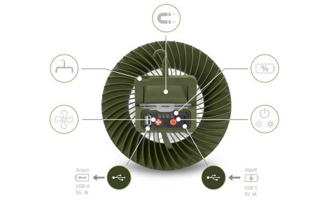Ventilátor so svetlom Delphin Ventix 7W/4400mAh 7W/350lm/4400mAh