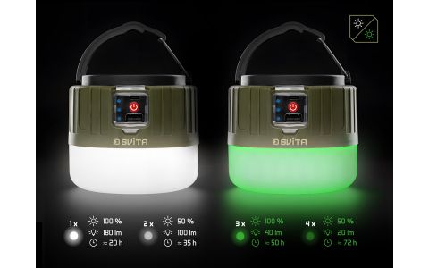 Kempingová lampa s ovládačom Delphin SVITA 4W/180lm/3600mAh